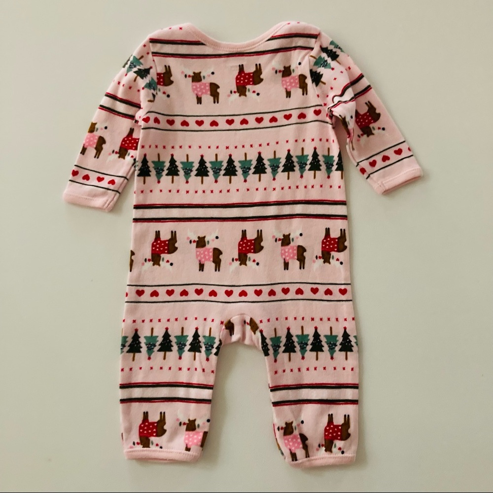 Baby Girl Holiday Pink Romper Jumpsuit Christmas - Picture 7 of 7
